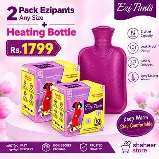 2 Packs Ezipants of Any size with 1 Pain Relief Heating Bottle