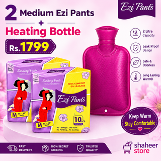 2 Packs Ezipants of Any size with 1 Pain Relief Heating Bottle