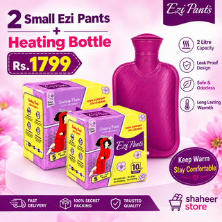 2 Packs Ezipants of Any size with 1 Pain Relief Heating Bottle